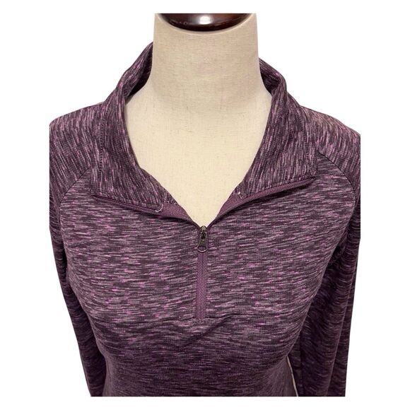 Columbia Womens Size Medium Purple Space Dye 1/4 Zip Pullover Knit Ruched Sleeve - Picture 4 of 10